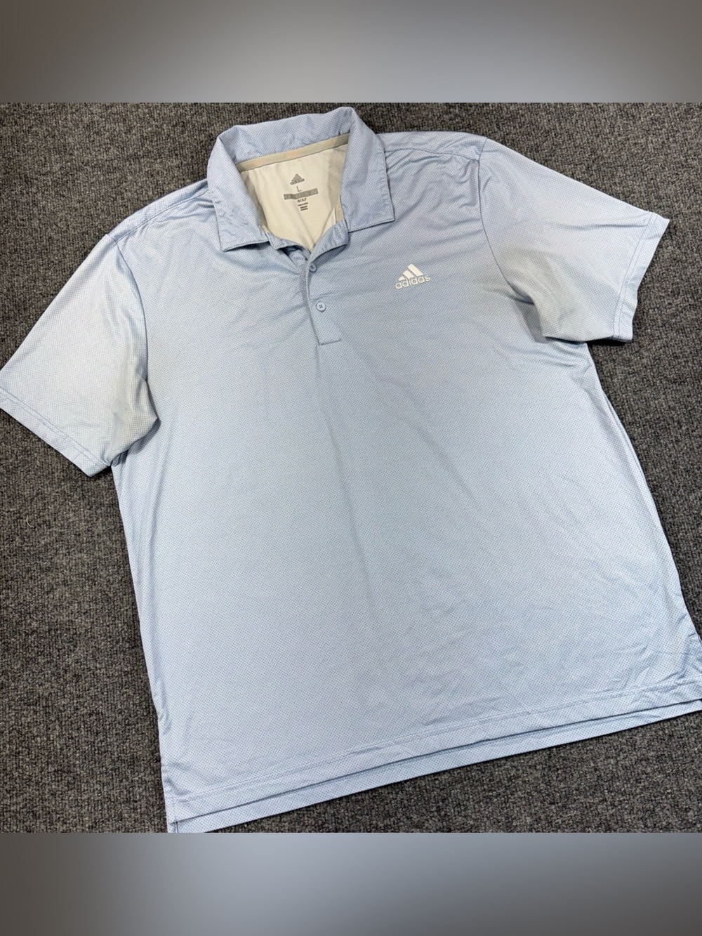 Adidas Men’s Golf Ultimate Polo Blue Micro Polka Dot Print Size L Large
